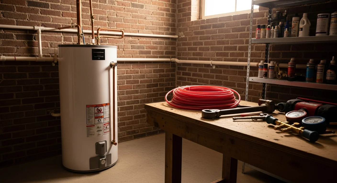 Plumber working on residential plumbing system