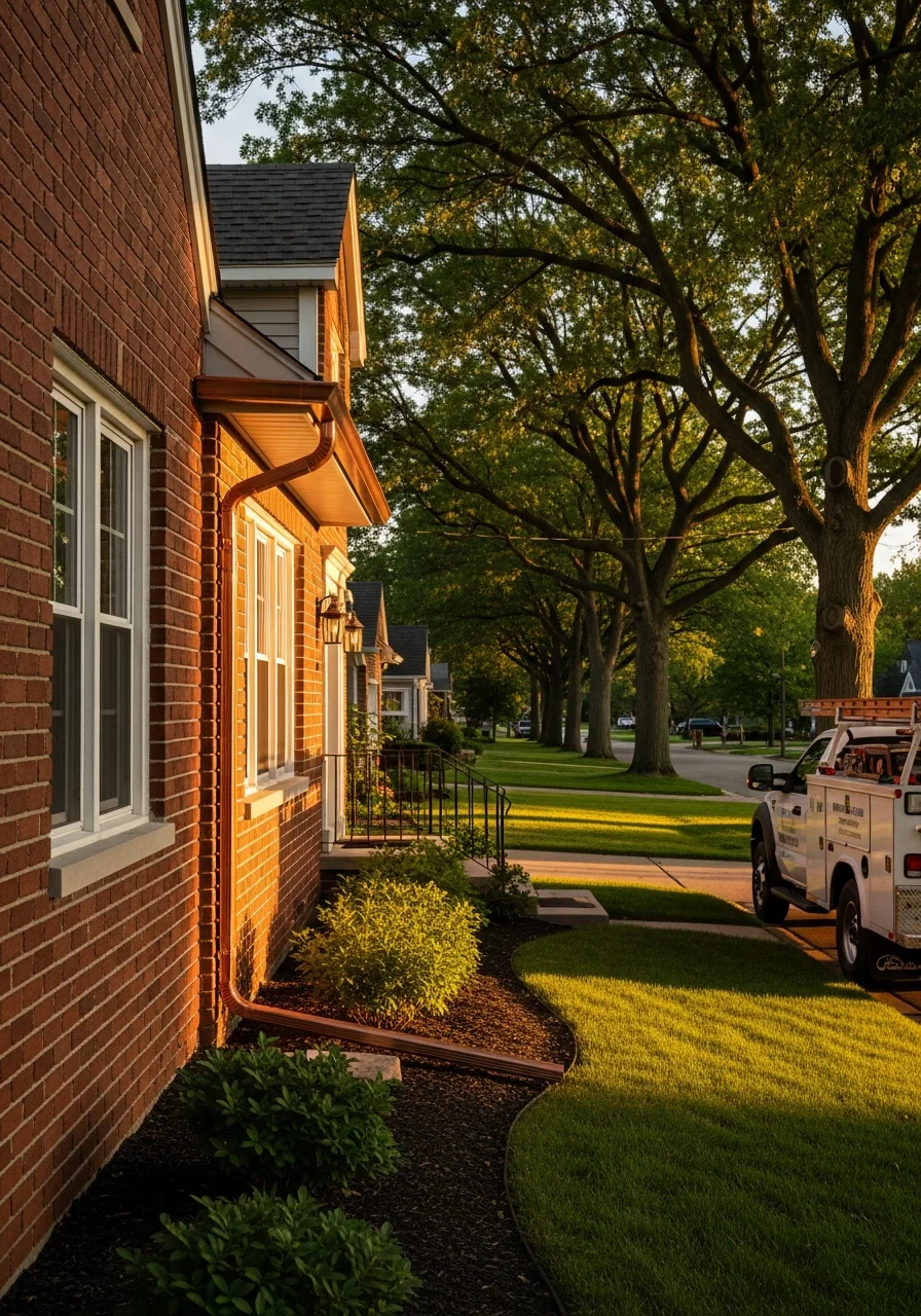 Dearborn home exterior showing completed work with quality finishes and professional installation.