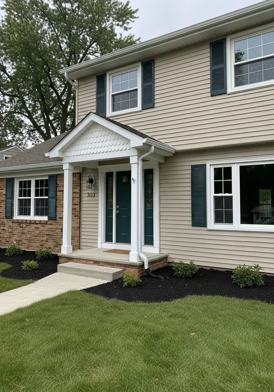 Woodhaven home entrance with updated exterior features and professional finishing touches.